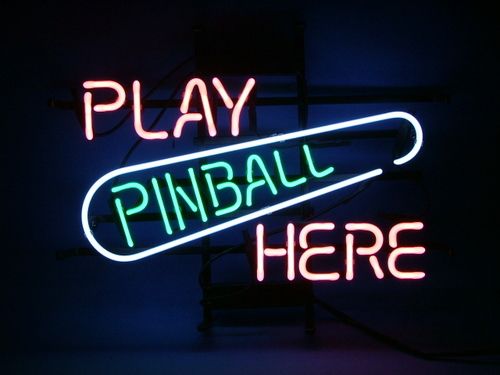 NEW PLAY PINBALL HERE GAME ROOM BEER BAR PUB NEON LIGHT SIGN al0086 