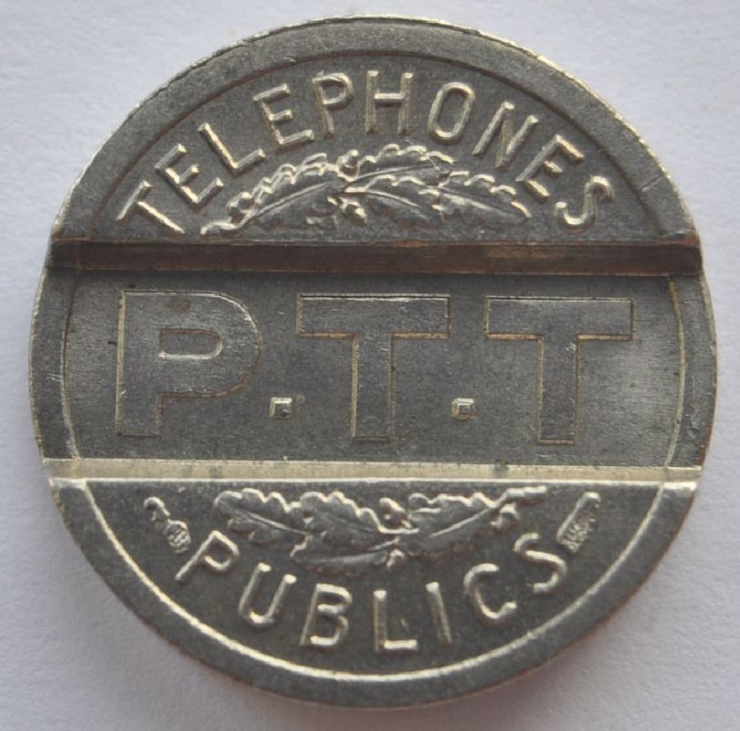 1937 France PTT Public Telephone Fee Token, UNC, BEAUTY. Size  17 mm 