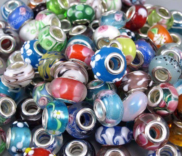 Wholesale 40p Mix Murano Lampwork Glass Beads Fit European Charm 