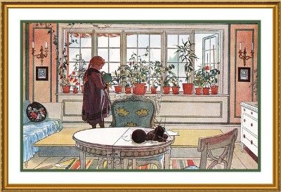  Carl Larsson The Garden Window Counted Cross Stitch Chart  