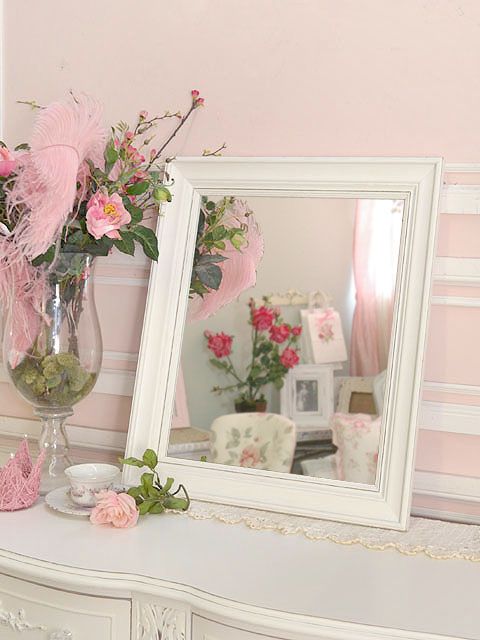 Shabby Cottage Chic White Wall Mirror Country  