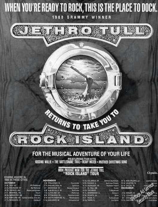 1989 Jethro Tull Rock Island Vintage Album & Tour Schedule Ad  