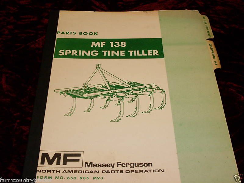 Massey Ferguson 138 Spring Tine Tiller Parts Manual  
