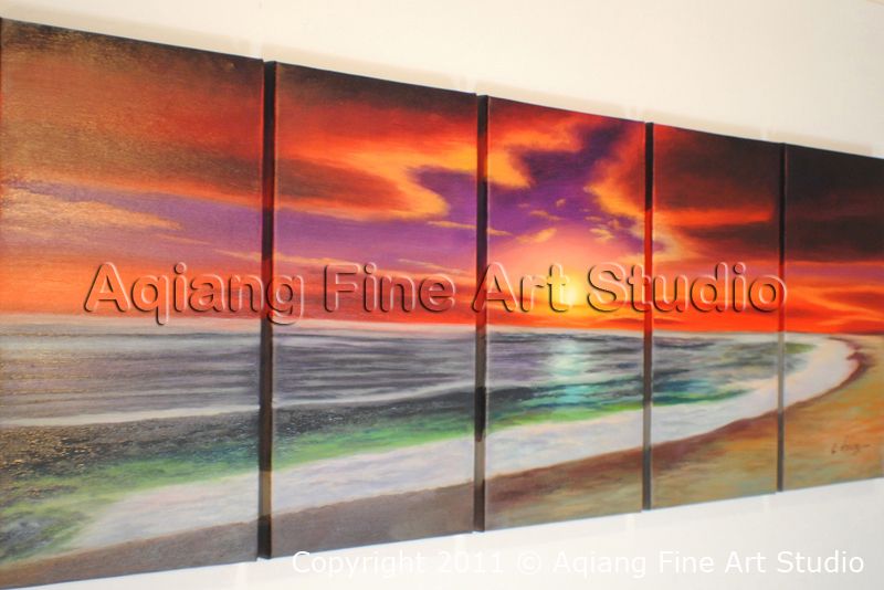 MODERN ART Large Seascape Oil Painting Canvas Beach Ocean Sea Wave 