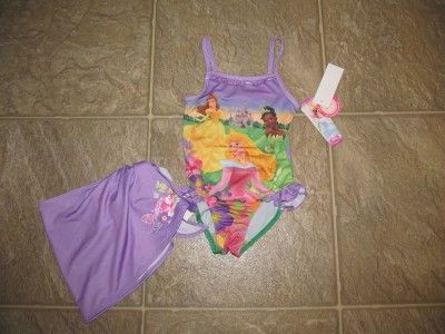 NWT Girls DISNEY PRINCESS Swimsuit and Wrap Size 2T  