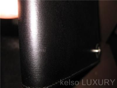 NEW BOX GUCCI Mens Large Black Italian Leather Bi Fold GG Logo Wallet 