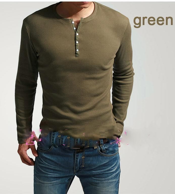   Long Sleeve Henley Slim T Shirt TEE Dexter Kill Army Green Black Blue