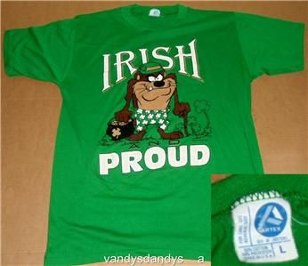 vtg TAZ irish PROUD large L shirt 80s artex ST patricks  