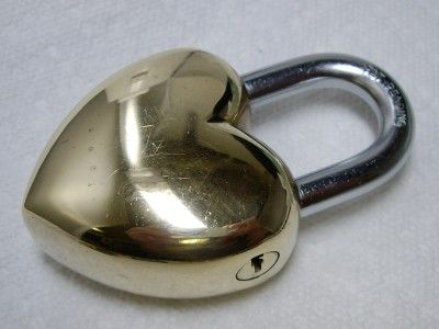   Polished Brass & Steel Heart Shape LOVE Lock~Pat Pend~No key~427 grams