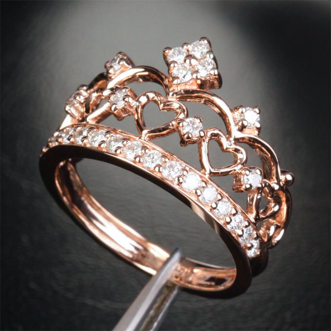 HEART CROWN .57CT H/SI DIAMOND Solid 14K ROSE GOLD ENGAGEMENT Wedding 