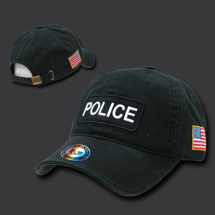 BLACK POLICE OFFICER COPS BASEBALL CAP HAT HATS US FLAG  