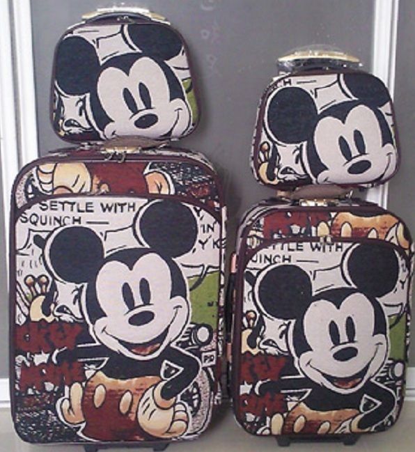 Disney Mickey Mouse Luggage Bag Baggage Trolley Roller Set 24 or 20 